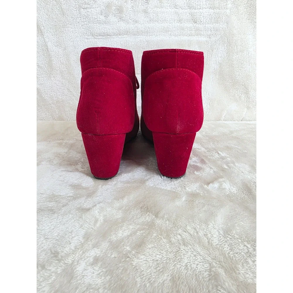 Forever Patricia-01 Womens Red Faux Suede Wedge Ankle Boots Lace Up‎ Size 6